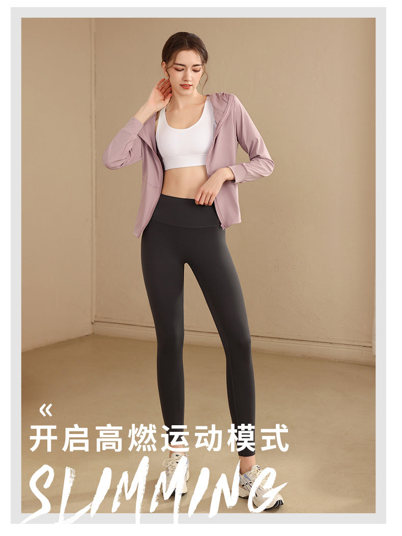 Loose Hooded Sports Jacket, Zip-Up Cardigan, Slimming Fitness Top, Plus Size Running Versatile Training Yoga Wear
