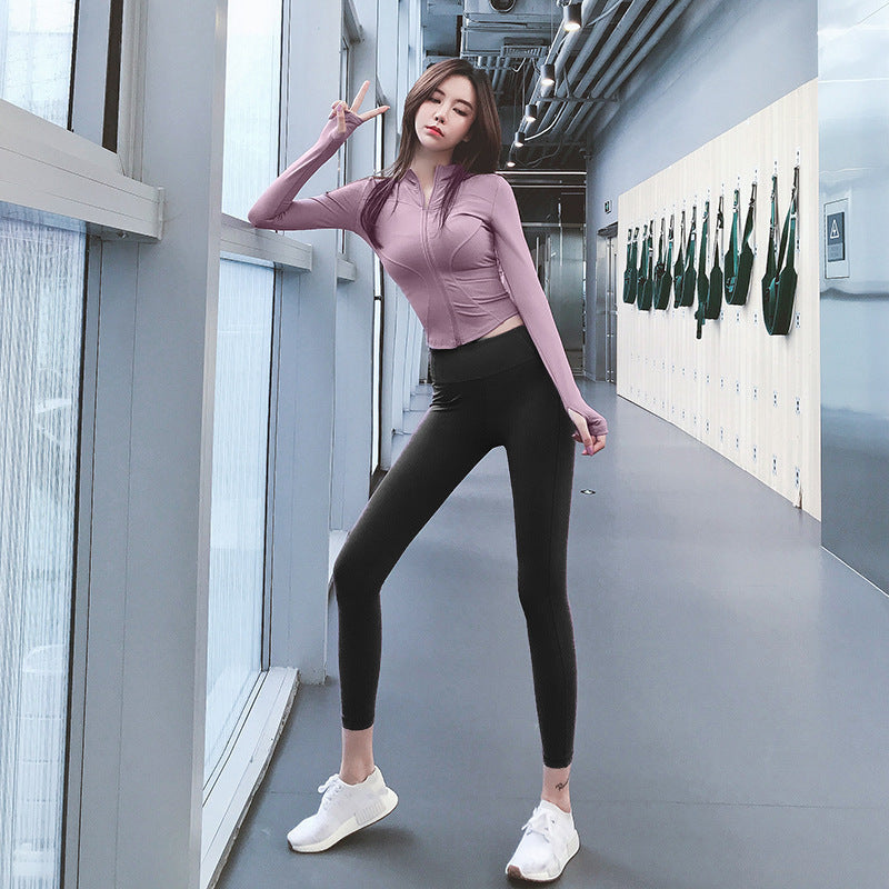 Spring Fitness Clothing Yoga Sports Jacket Women's Thin Slim-Fit Quick-Dry Stand-Up Collar Long-Sleeve Top High-End Fitness Wear