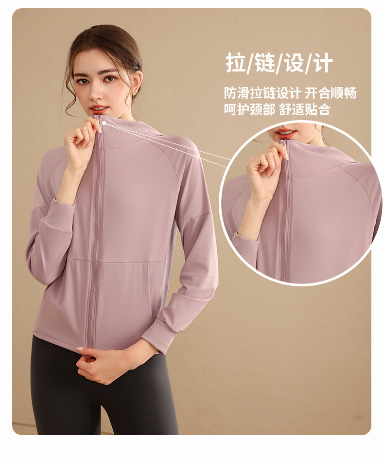 Loose Hooded Sports Jacket, Zip-Up Cardigan, Slimming Fitness Top, Plus Size Running Versatile Training Yoga Wear