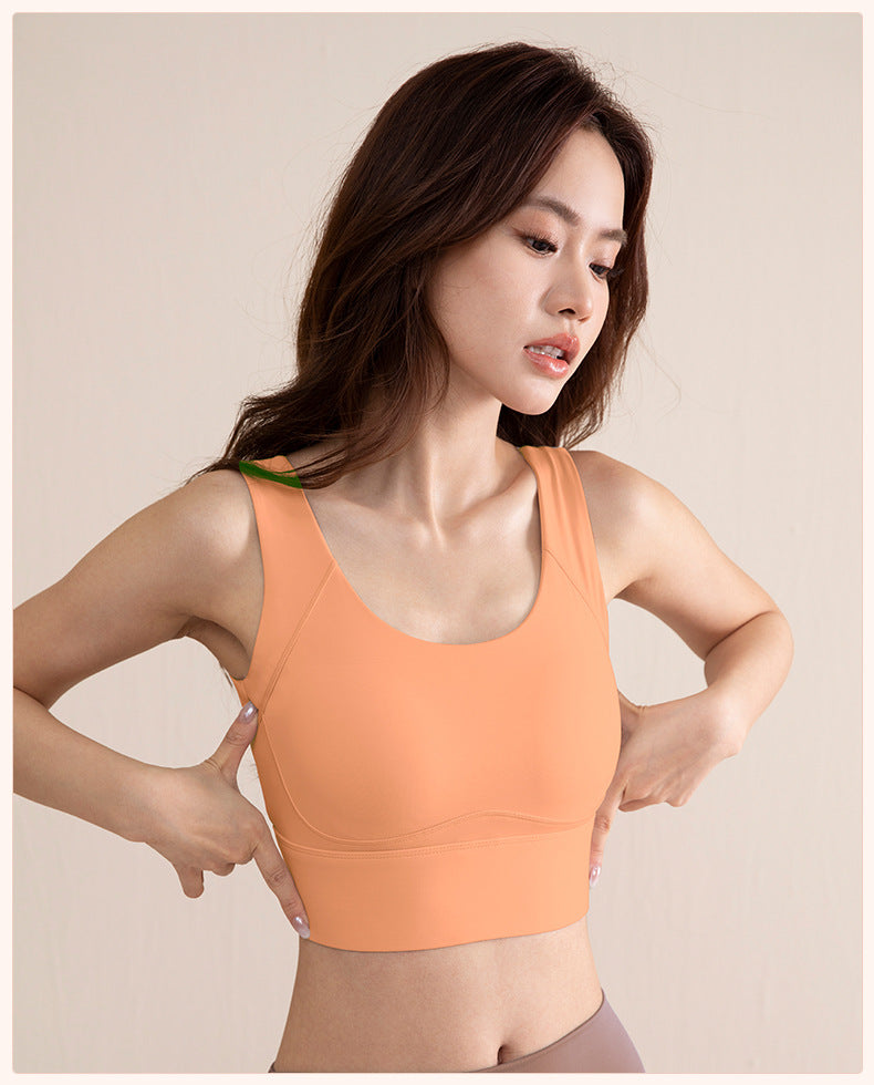 High-Strength Anti-Sagging Sports Bra for Women with Four-Row Buckle Fixed Cup Fitness Yoga Bra and Beautiful Back Sports Vest