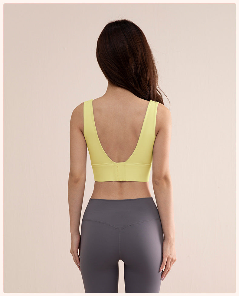 High-Strength Anti-Sagging Sports Bra for Women with Four-Row Buckle Fixed Cup Fitness Yoga Bra and Beautiful Back Sports Vest