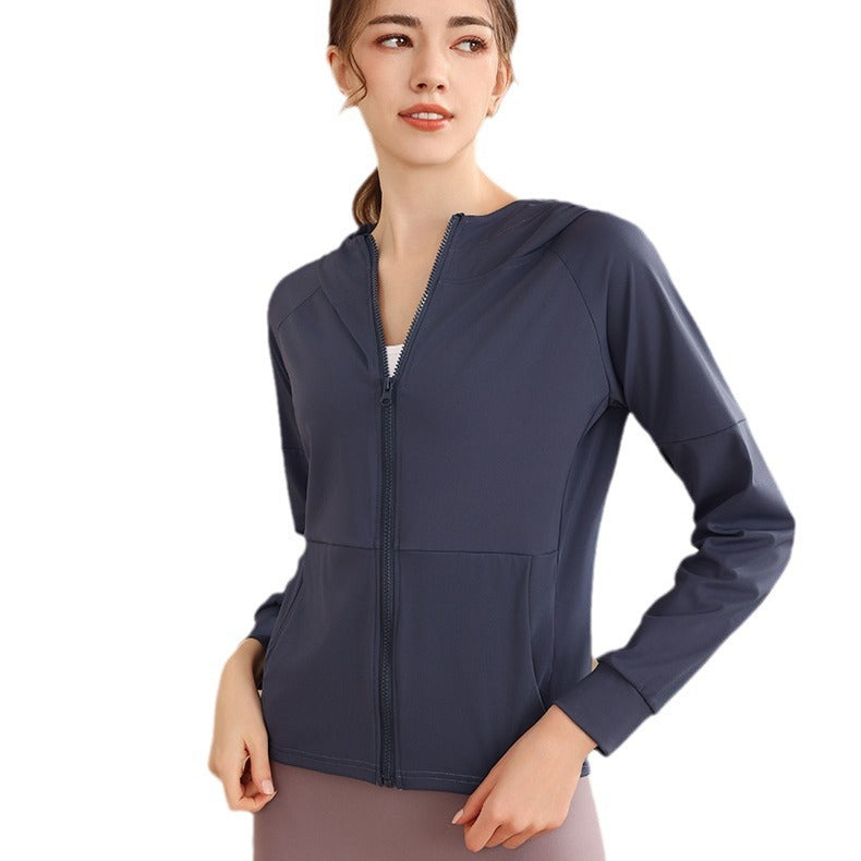 Loose Hooded Sports Jacket, Zip-Up Cardigan, Slimming Fitness Top, Plus Size Running Versatile Training Yoga Wear