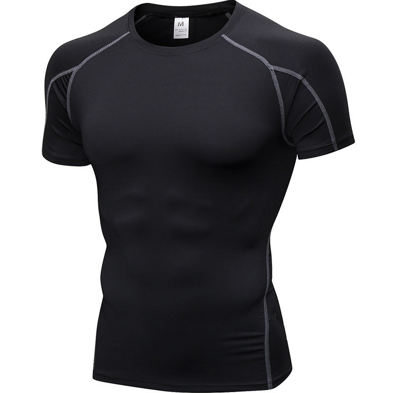 Men's PRO Tight Short-sleeved Fitness Sports Running Training Suit Elastic Quick-drying Clothes Short-sleeved T-shirt Clothes 1053