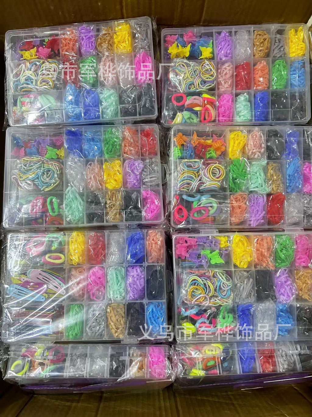 Cross-Border Kidsren's Small Rubber Band Clip Set 24 Grids Colorful Hair Rope Baby Hair Band Headband DIY Hair Accessories Hair Tie