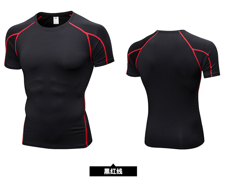 Men's PRO Tight Short-sleeved Fitness Sports Running Training Suit Elastic Quick-drying Clothes Short-sleeved T-shirt Clothes 1053