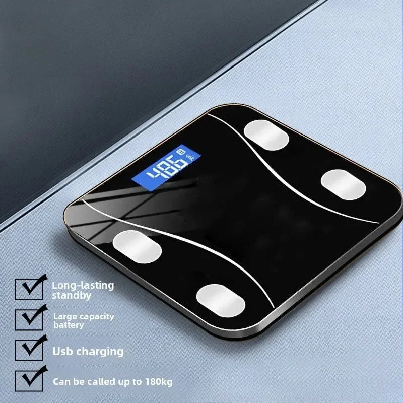 Bluetooth Body Fat Scale Rechargeable Digital Weight Scale High Precision Smart Body Composition Monitor with LCD Display Max 18