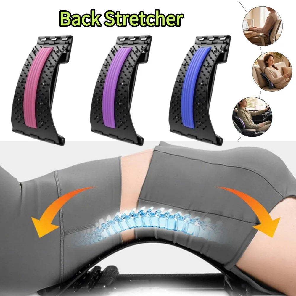 Lumbar Stretcher Massager Multi Level Adjustable Back Cracker Spine Correction Board Yoga Waist Fitness Support Traction Mat