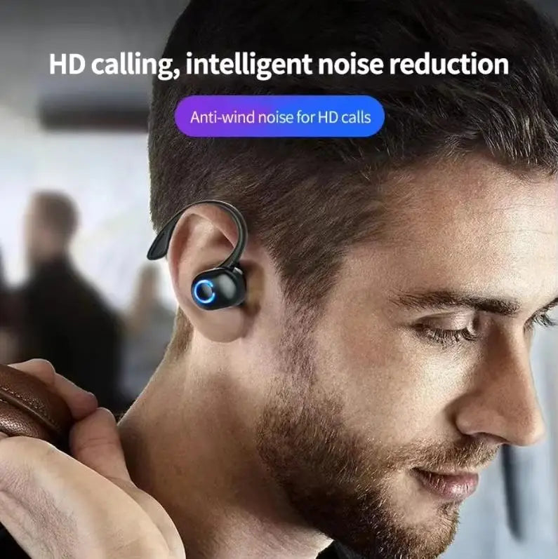 Wireless Sports Single Ear Earphones Headphones Ear Hook Run Earbuds With Mic