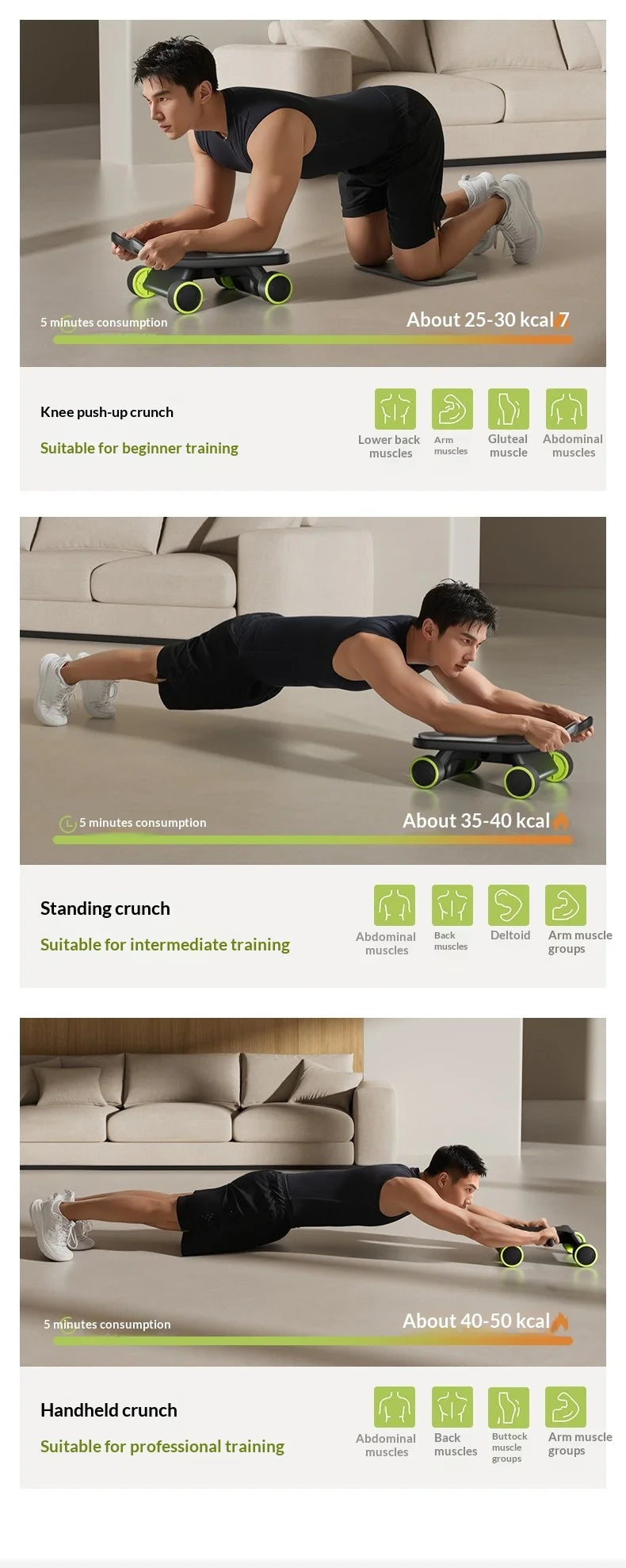 Ab Roller With Elbow Support Ab Roller Board Core Workout Machine With 4 Wheels Mini Pilates Reformer For Home Gym With Knee Pad