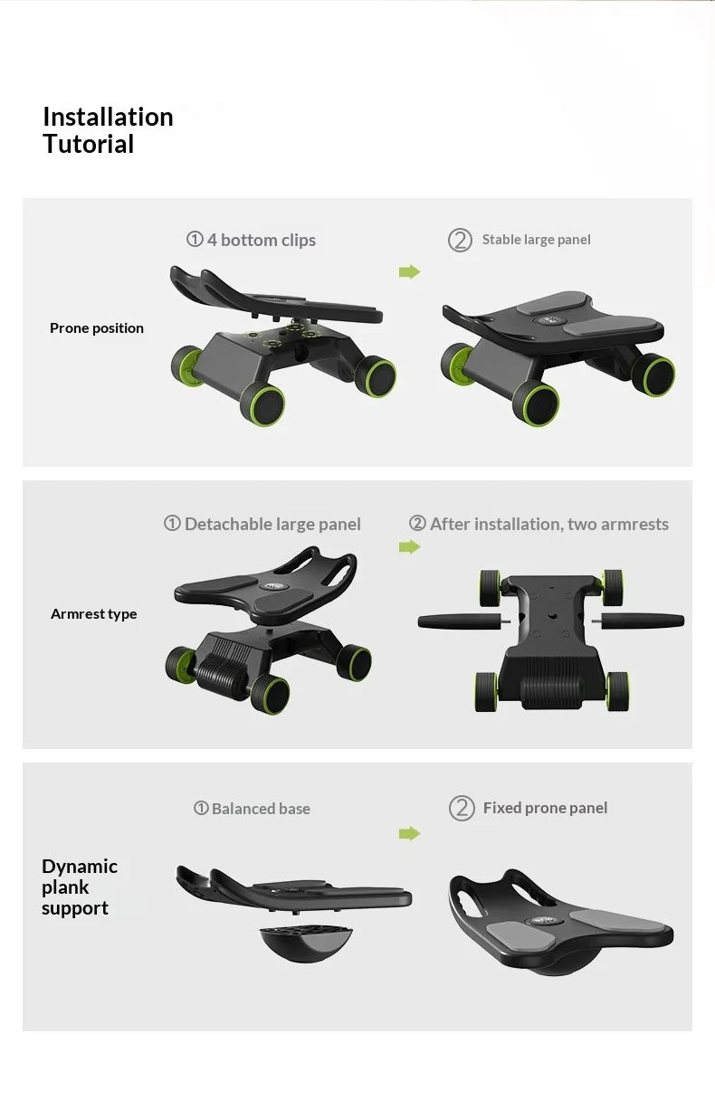 Ab Roller With Elbow Support Ab Roller Board Core Workout Machine With 4 Wheels Mini Pilates Reformer For Home Gym With Knee Pad