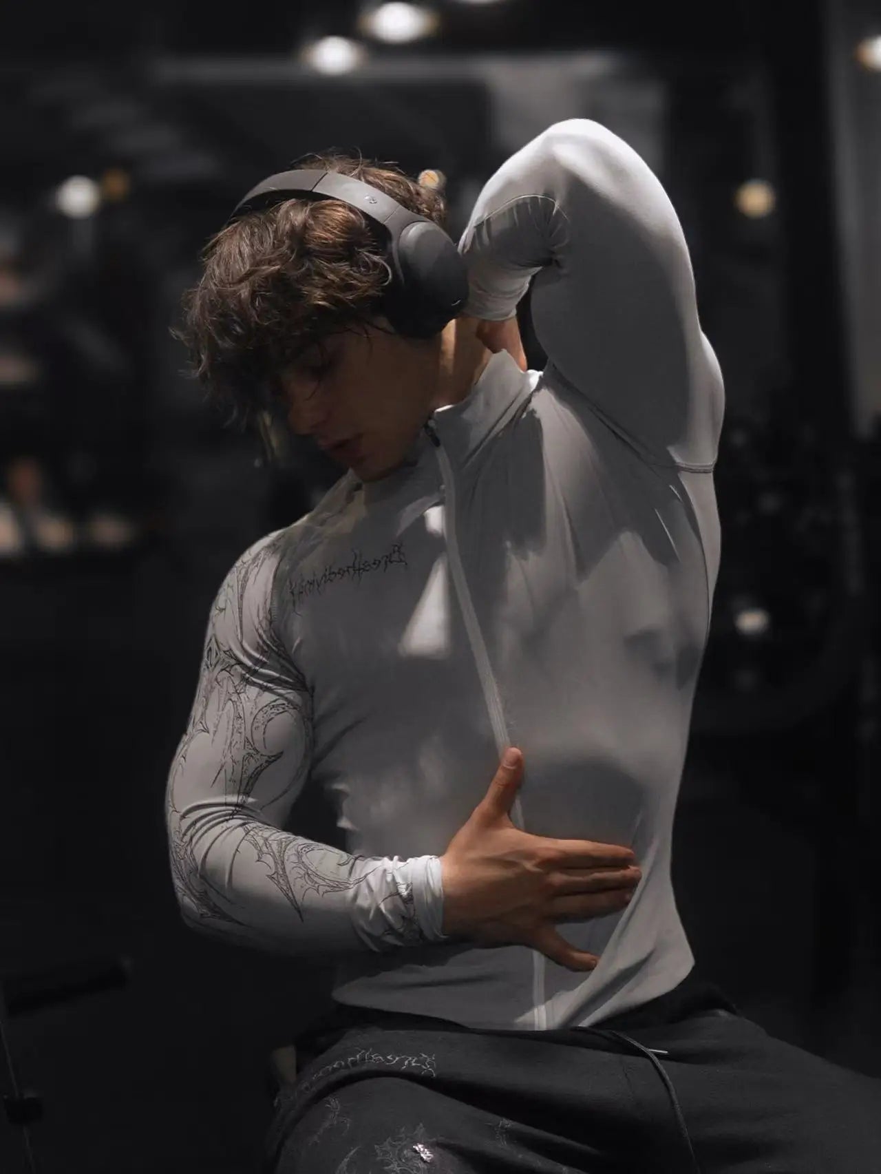 Men'S Gym Plus Size Zipper Printed Jacket， American Style Trendy Sportswear，Gym Bodysuit Fitness Zip-Up Jacket