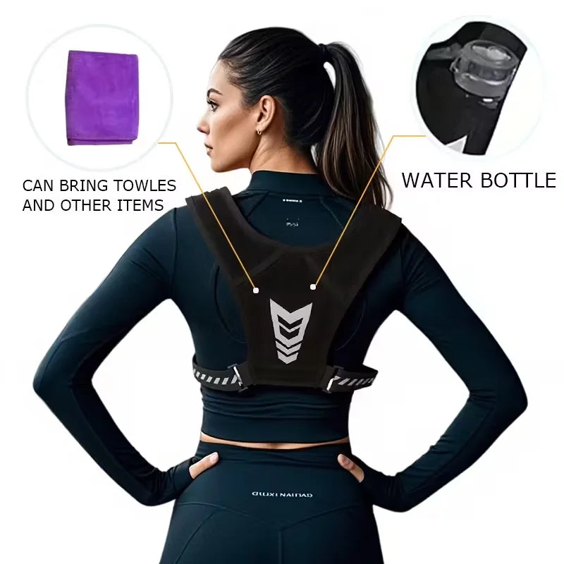 Adjustable Weighted Vest for Running & Fitness, Unisex Workout Vest with Reflective Strips, Breathable Strength Training Jacket