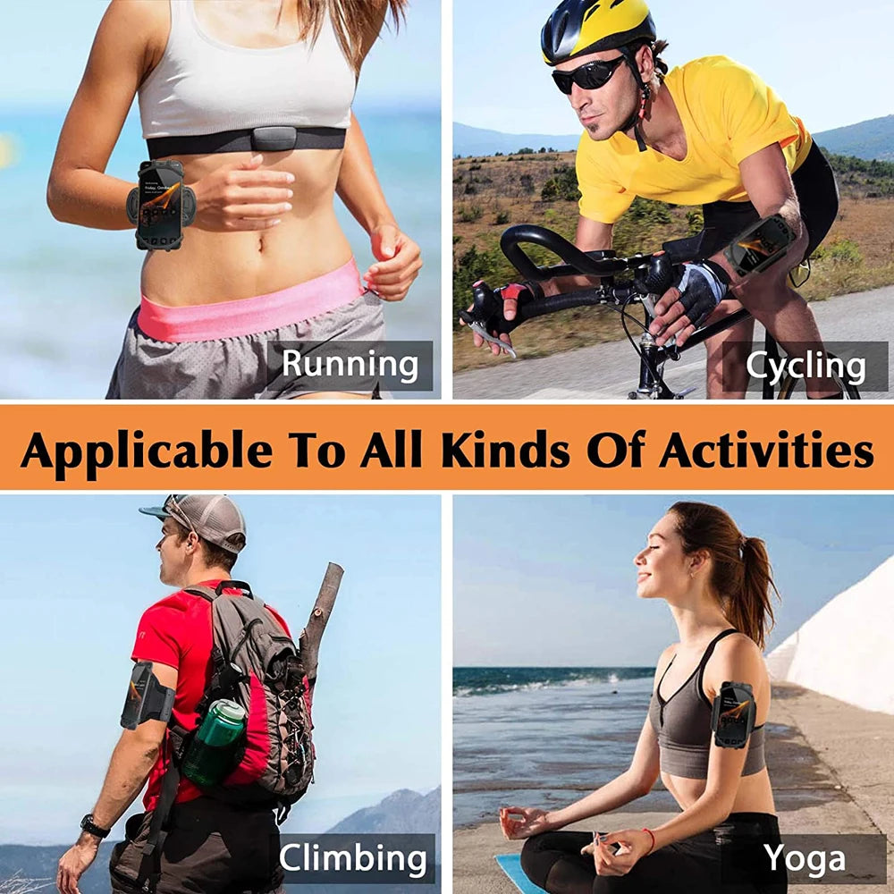 Wristband Phone Holder Mobile Removable 360°Rotating Running Phone Wrist Bag Takeaway Navigation Arm Bag for Fitness Cycling