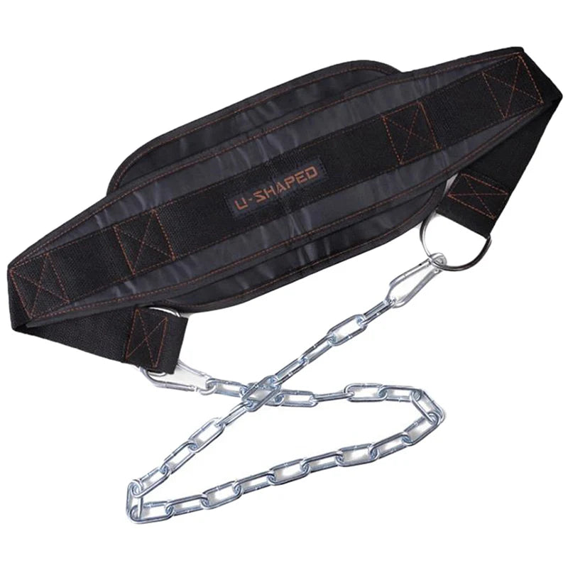 Thick Heavy Duty Weight Lifting Belt with Chain Dipping Belt Pull Up Chin Up Kettlebell Barbell Fitness Bodybuilding Gym Belt