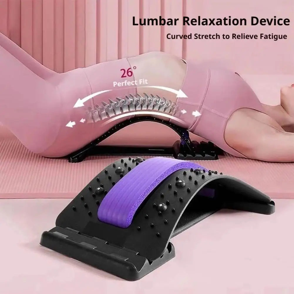 Lumbar Stretcher Massager Multi Level Adjustable Back Cracker Spine Correction Board Yoga Waist Fitness Support Traction Mat