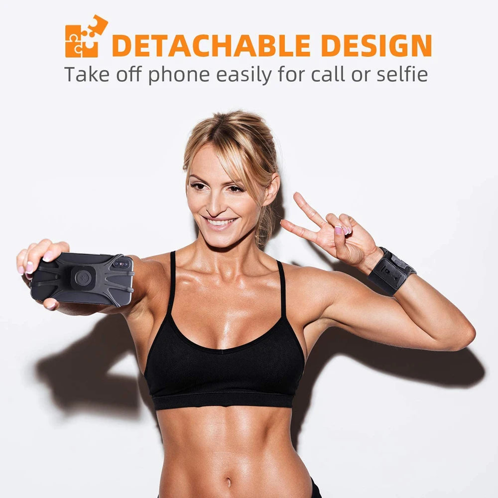 Wristband Phone Holder Mobile Removable 360°Rotating Running Phone Wrist Bag Takeaway Navigation Arm Bag for Fitness Cycling