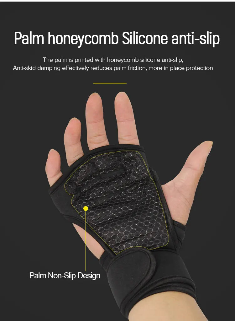 Gym Gloves with Wrist Wrap, Full Protection, Super Breathable Weight Lifting Workout Gloves Exercise Cross Training Cycling