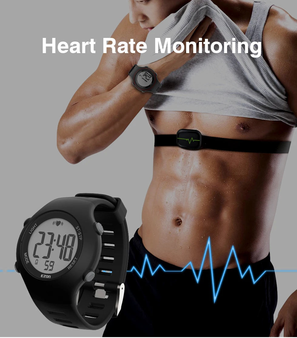 Heart Rate Monitor Men Women Outdoor Running Cycling Sports Digital Watches With Chest Strap Fitness Sensor Counter