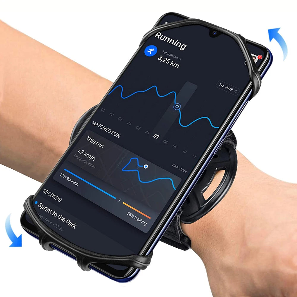 Wristband Phone Holder Mobile Removable 360°Rotating Running Phone Wrist Bag Takeaway Navigation Arm Bag for Fitness Cycling