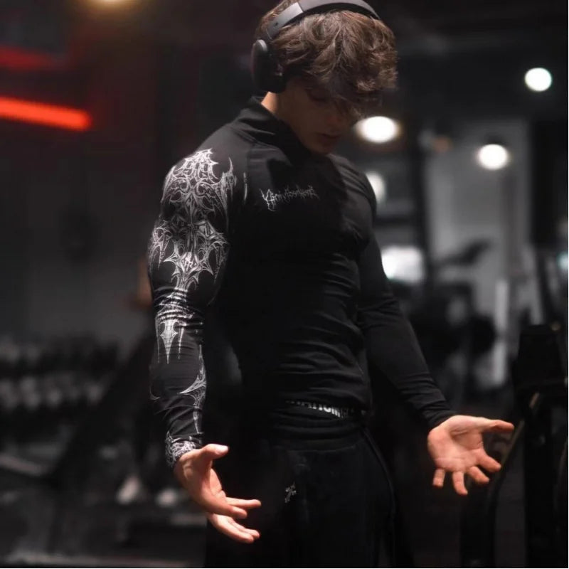 Men'S Gym Plus Size Zipper Printed Jacket， American Style Trendy Sportswear，Gym Bodysuit Fitness Zip-Up Jacket