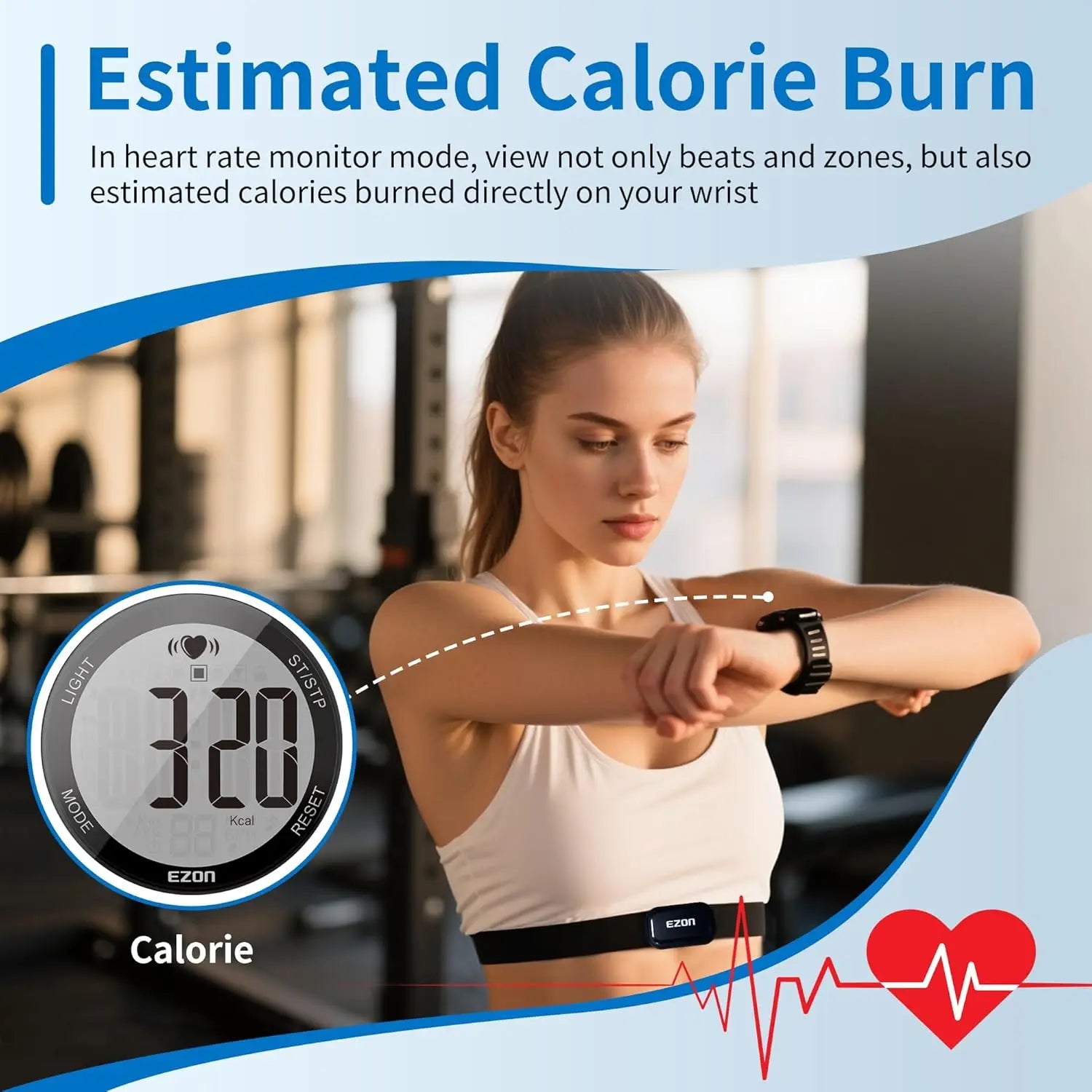 Heart Rate Monitor Men Women Outdoor Running Cycling Sports Digital Watches With Chest Strap Fitness Sensor Counter