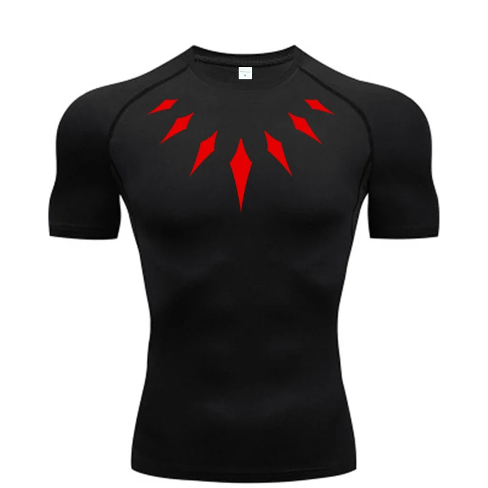 Men's Compression Shirt Anime Print Gym Sport Quick Dry Gym TShirts Fitness Athletic Undershirts Elasticity Tops Tee Summer Male