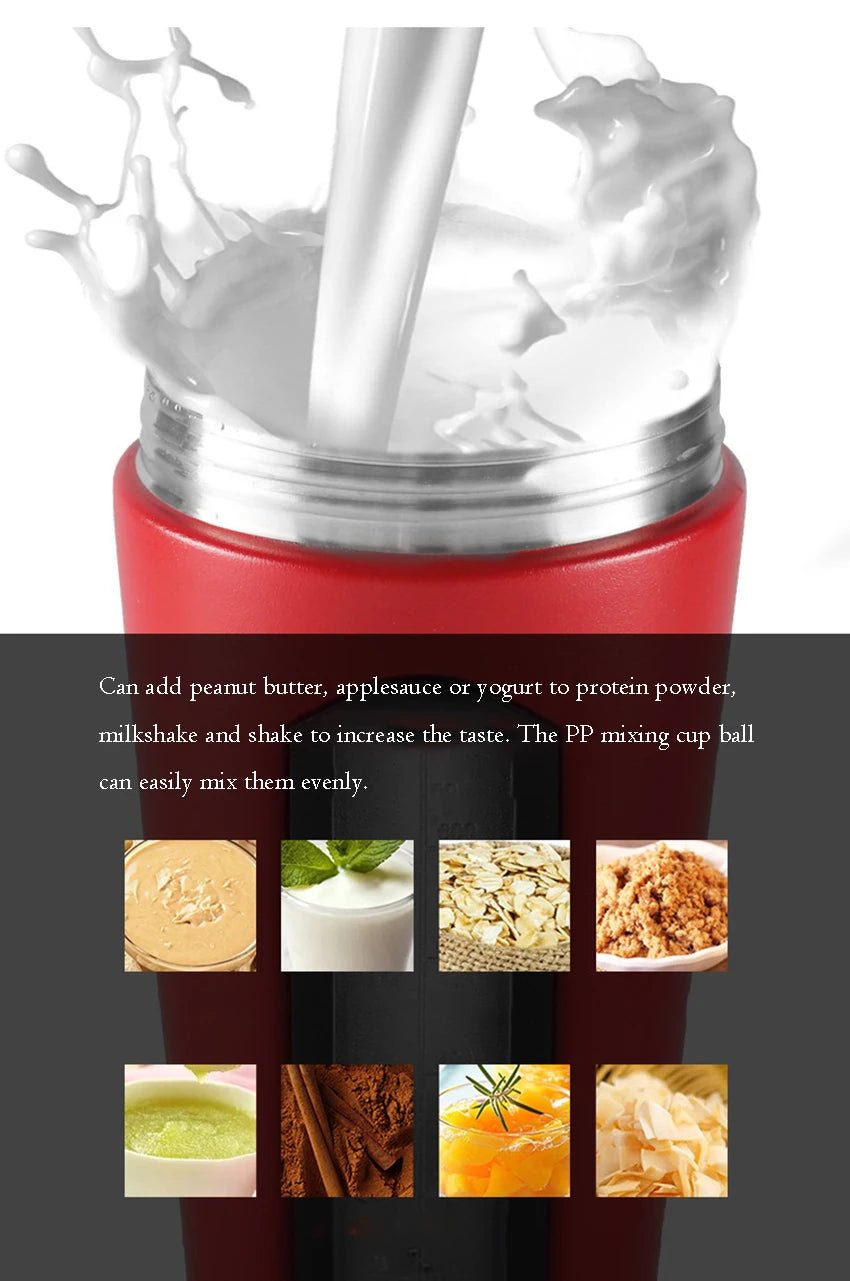 700ML Sports Protein Shaker Bottle Stainless Steel Leakproof Gym Water Bottle Fitness Whey Protein Powder Mixer Cup with Scale