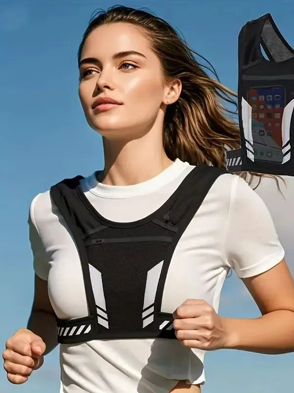 Adjustable Weighted Vest for Running & Fitness, Unisex Workout Vest with Reflective Strips, Breathable Strength Training Jacket
