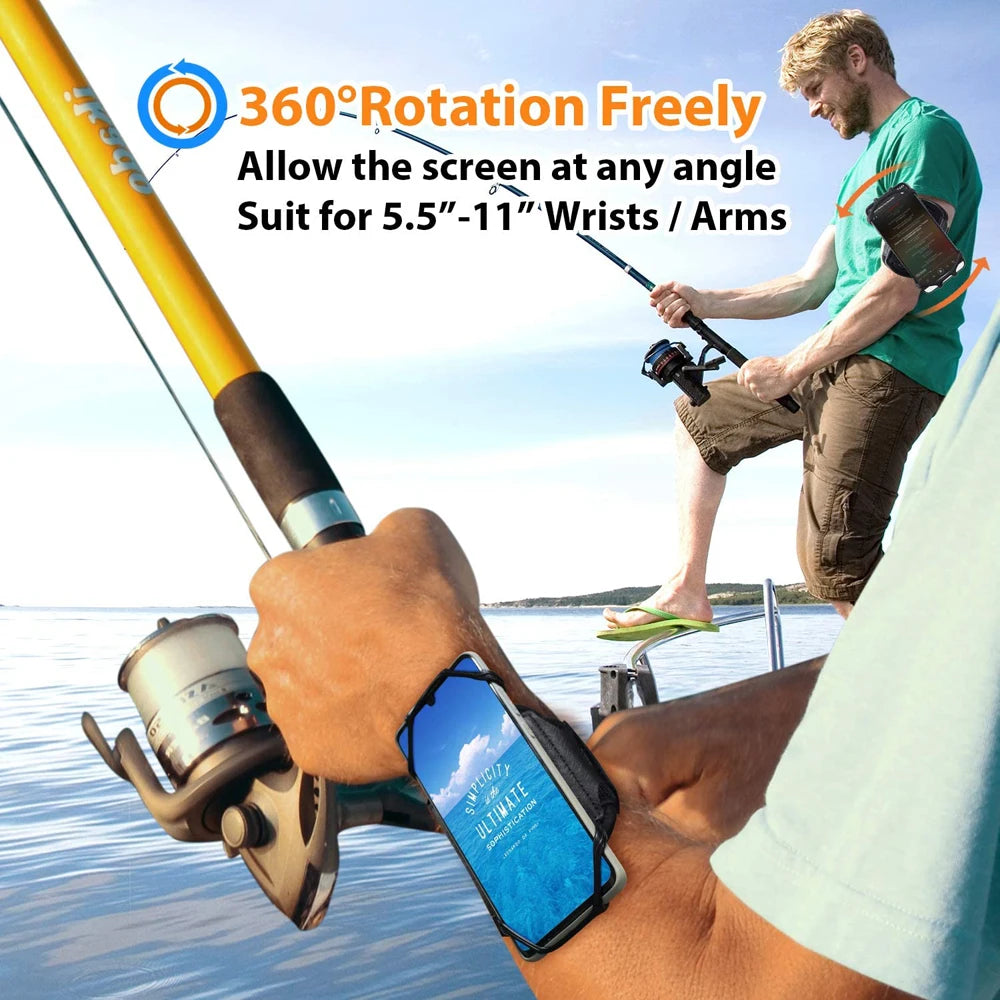 Wristband Phone Holder Mobile Removable 360°Rotating Running Phone Wrist Bag Takeaway Navigation Arm Bag for Fitness Cycling