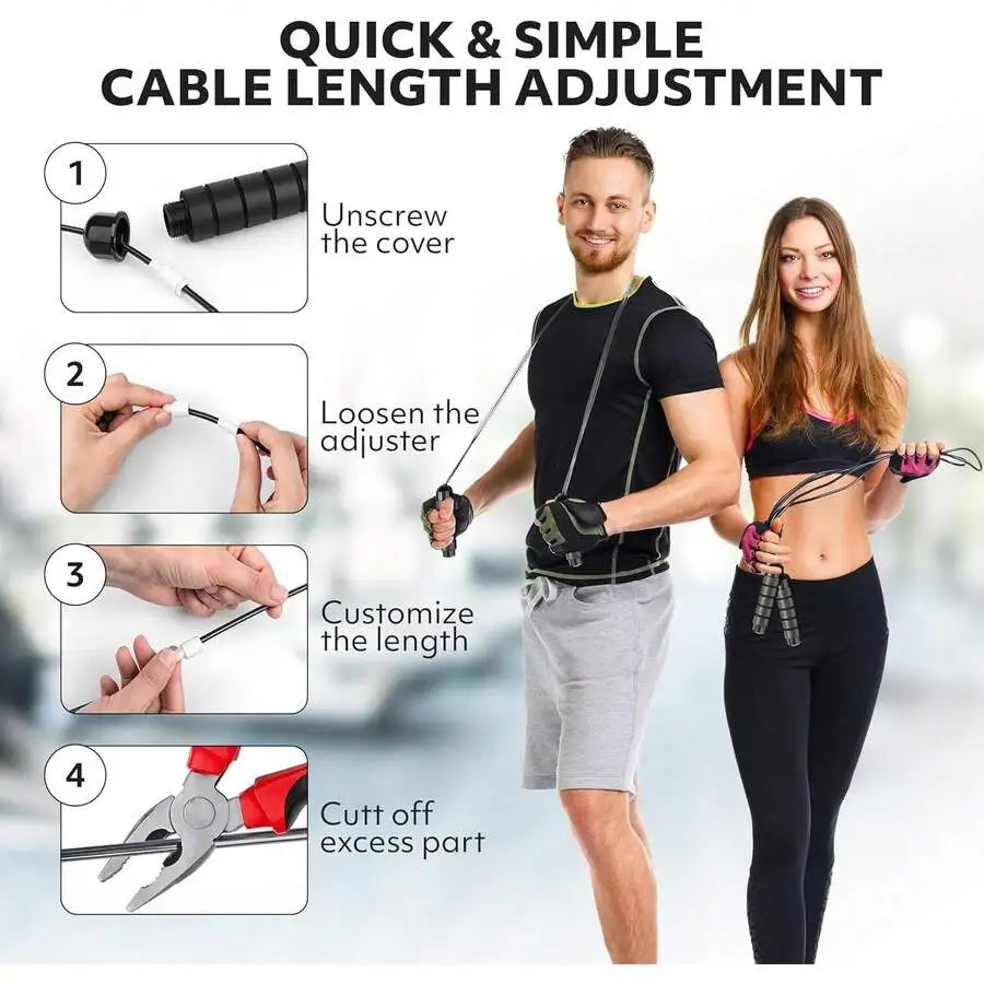 Adjustable Fitness Jump Rope Tangle-Free Fast Workout Rope with Ball Bearing Swivels for Men Women Aerobic Exercise Jump Rope