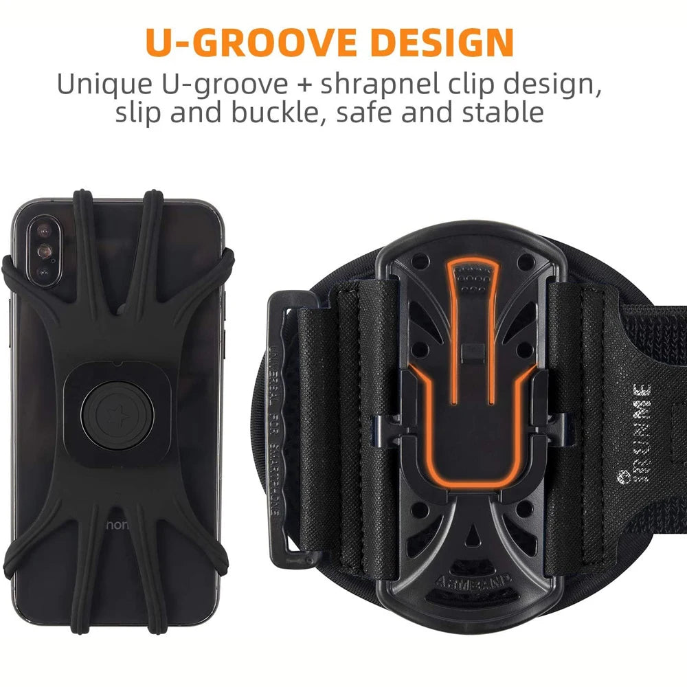 Wristband Phone Holder Mobile Removable 360°Rotating Running Phone Wrist Bag Takeaway Navigation Arm Bag for Fitness Cycling
