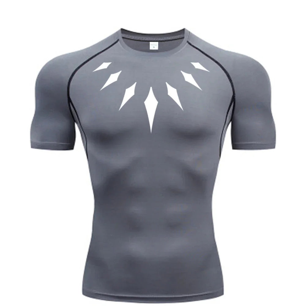 Men's Compression Shirt Anime Print Gym Sport Quick Dry Gym TShirts Fitness Athletic Undershirts Elasticity Tops Tee Summer Male