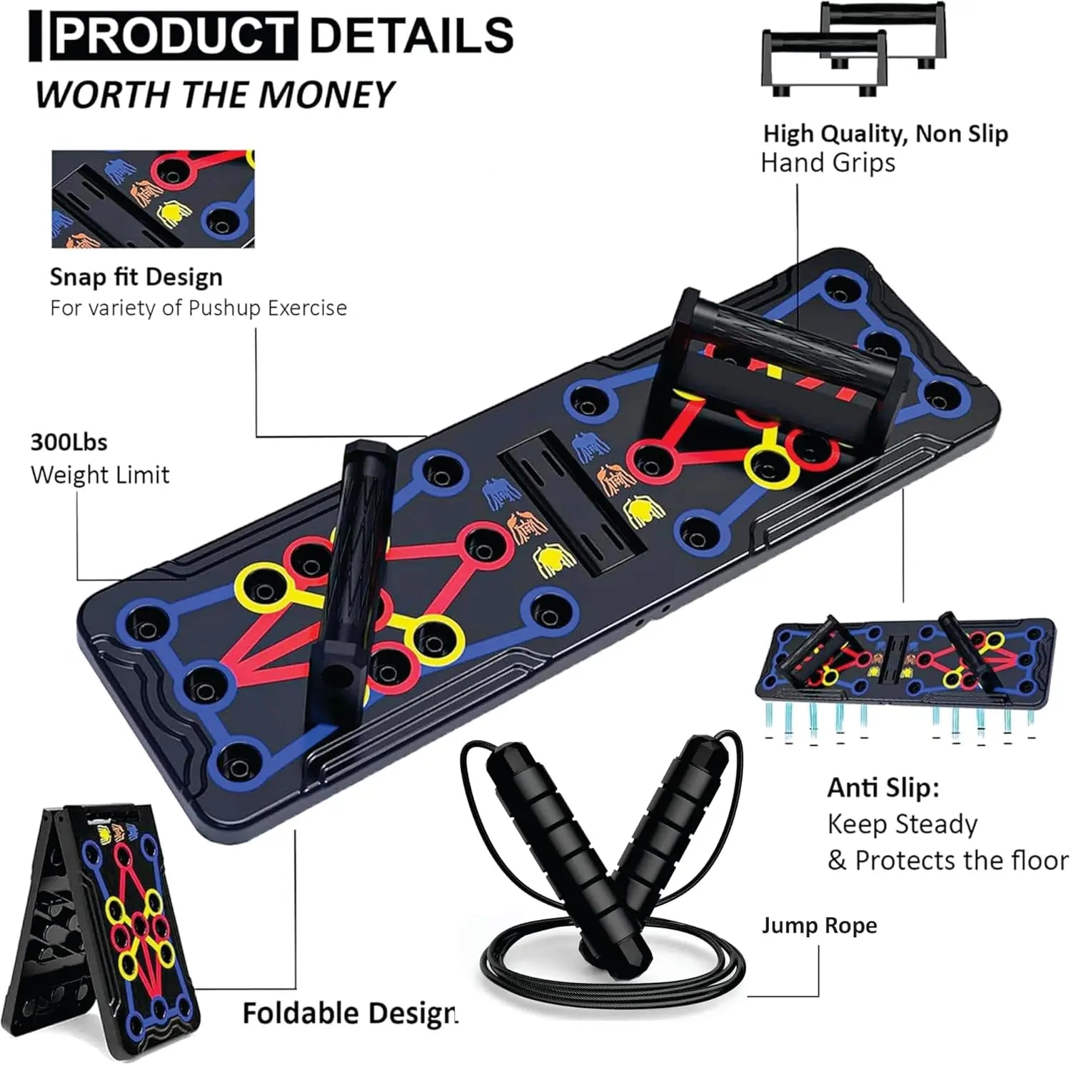 Push Up Board Portable MultiFunction Foldable Workout Equipments Push Up Bar for Home Gym Equipment Bodybuilding Fitness Sports