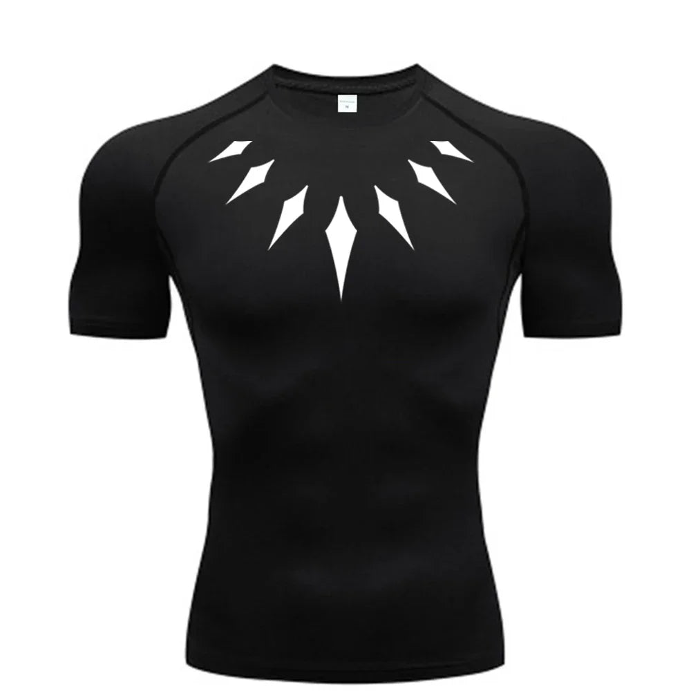 Men's Compression Shirt Anime Print Gym Sport Quick Dry Gym TShirts Fitness Athletic Undershirts Elasticity Tops Tee Summer Male
