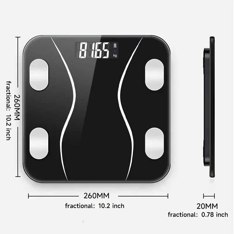 Bluetooth Body Fat Scale Rechargeable Digital Weight Scale High Precision Smart Body Composition Monitor with LCD Display Max 18