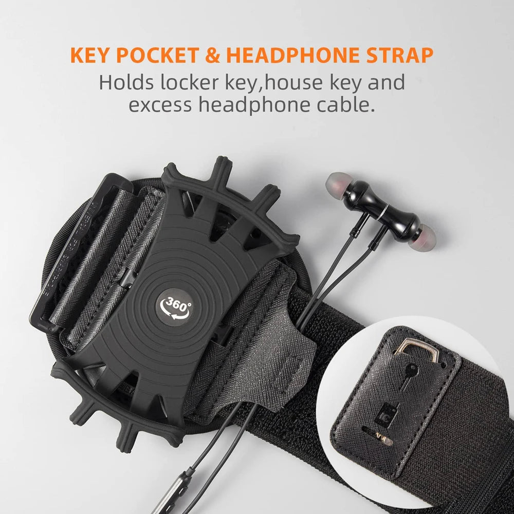 Wristband Phone Holder Mobile Removable 360°Rotating Running Phone Wrist Bag Takeaway Navigation Arm Bag for Fitness Cycling