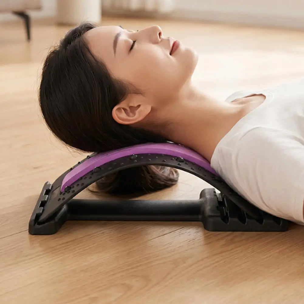 Lumbar Stretcher Massager Multi Level Adjustable Back Cracker Spine Correction Board Yoga Waist Fitness Support Traction Mat