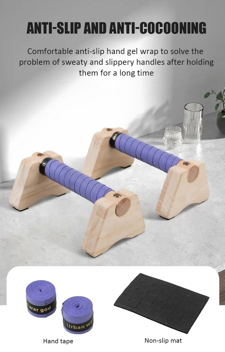 1 Pair Wooden Push-up Bar Stands Gym Push Ups Rack Board Fitness Exercise Body Building Training Handstand Parallel Rod