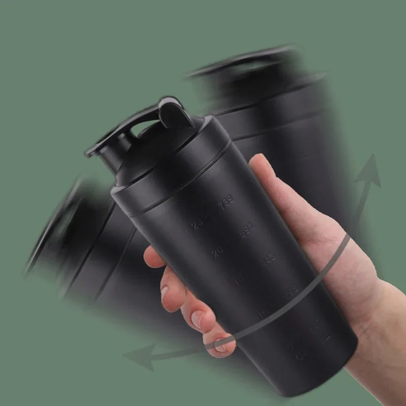 Portable Stainless Steel Shaker Bottle Protein Powder Leak Proof Shaker Cup Sport Mug with Scale Outdoor Fitness Whey Shakes Cup