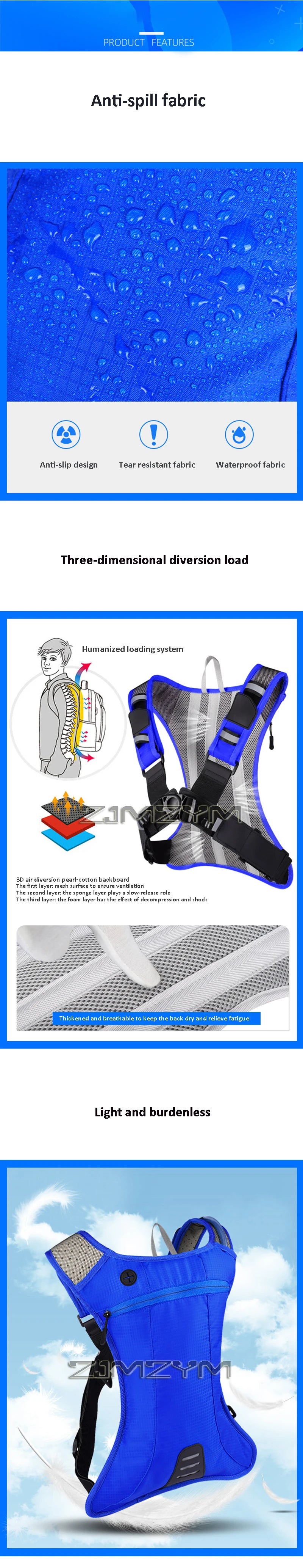 Waterproof Hydration Backpack Comfortable Breathable Sport Water Bag Backpacks With 2L Water Bag For Running Cycling Tourism