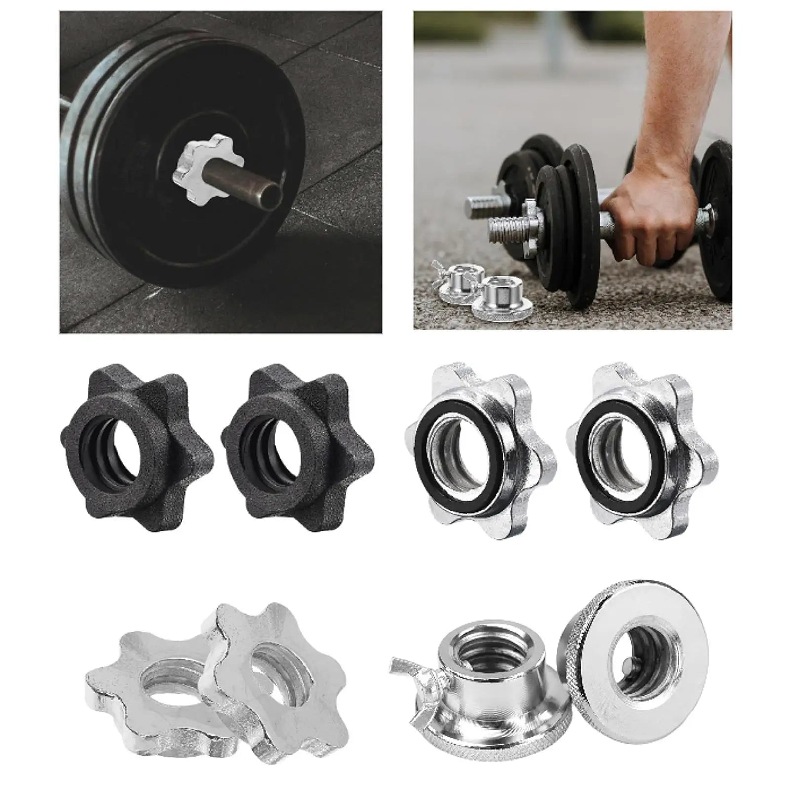 2Pcs Barbell Screw Collars Equipment Steel Replacement for 25mm/0.98inch Bars for Workout Outdoor Indoor Fitness Home Gym