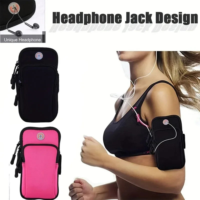 Running Armband Phone Holder with Headphone Jack Neoprene Waterproof for Gym Workout Hiking Outdoor Sports
