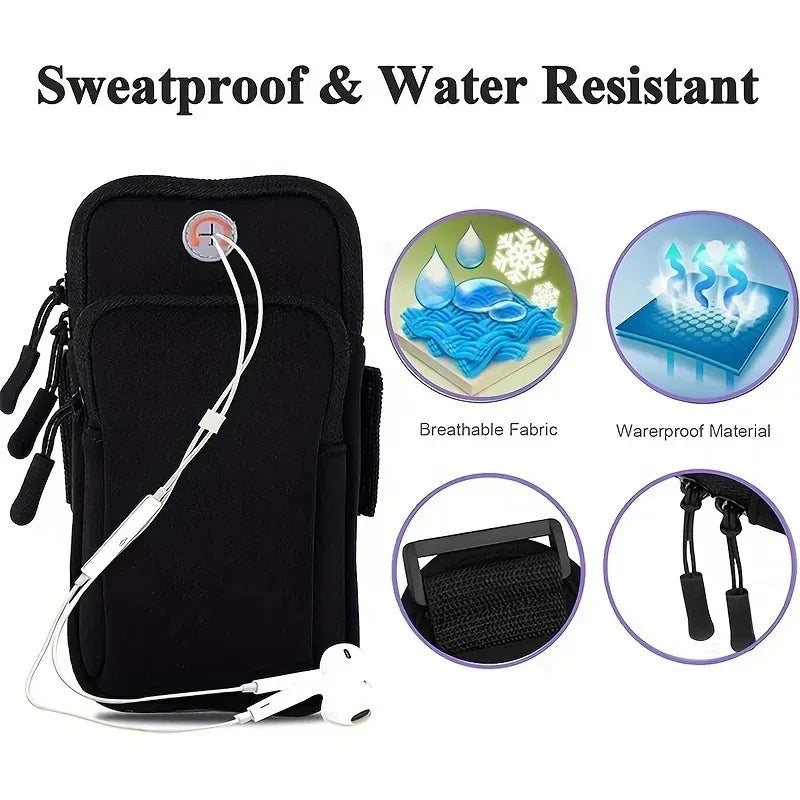 Running Armband Phone Holder with Headphone Jack Neoprene Waterproof for Gym Workout Hiking Outdoor Sports