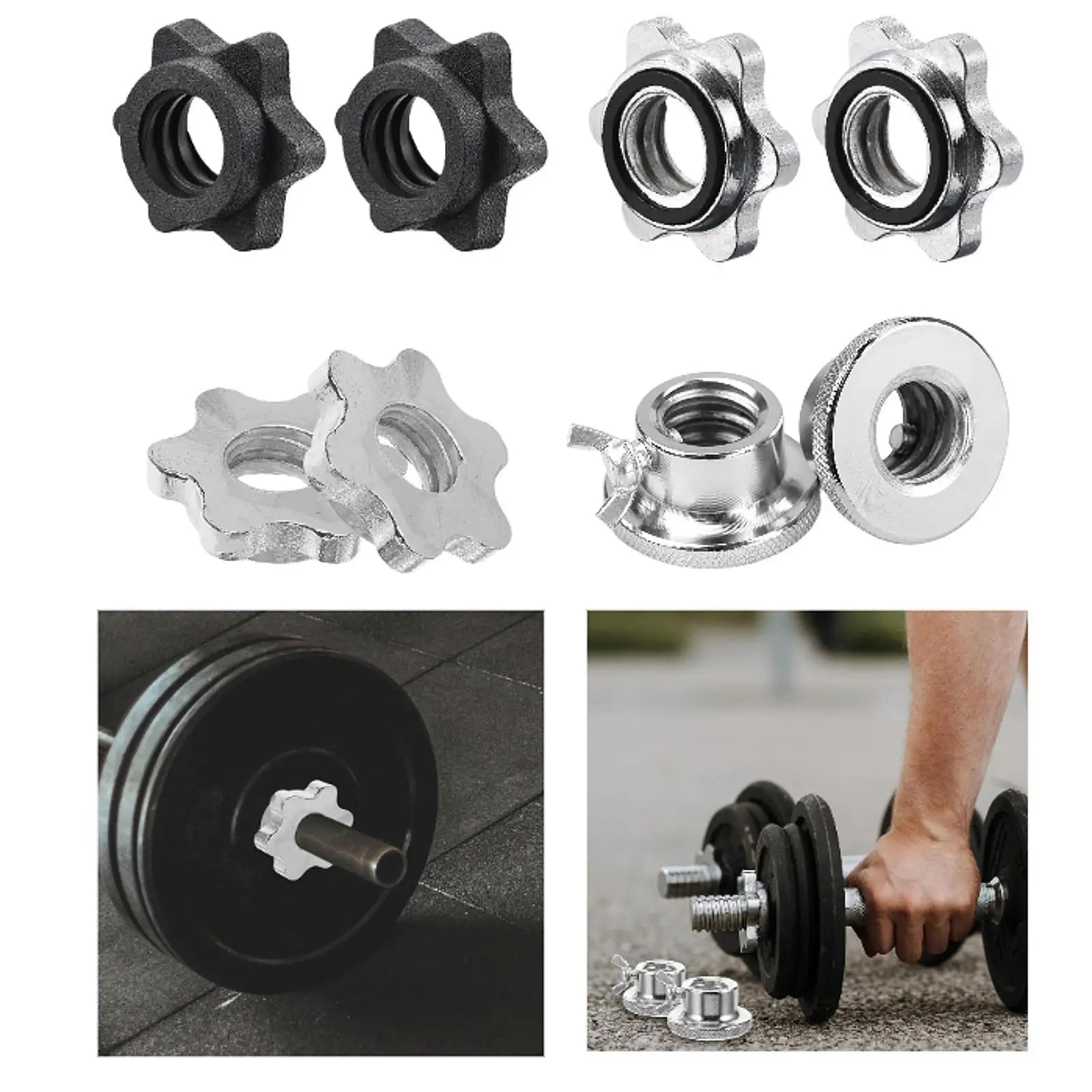 2Pcs Barbell Screw Collars Equipment Steel Replacement for 25mm/0.98inch Bars for Workout Outdoor Indoor Fitness Home Gym