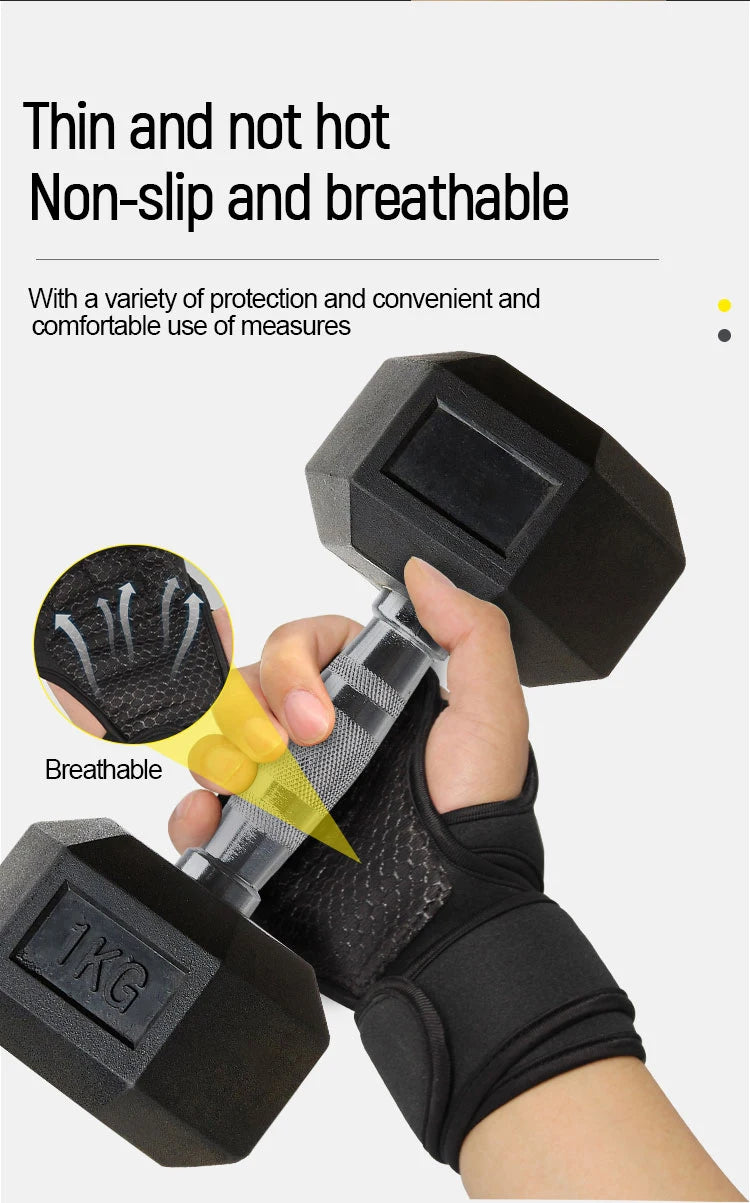 Gym Gloves with Wrist Wrap, Full Protection, Super Breathable Weight Lifting Workout Gloves Exercise Cross Training Cycling