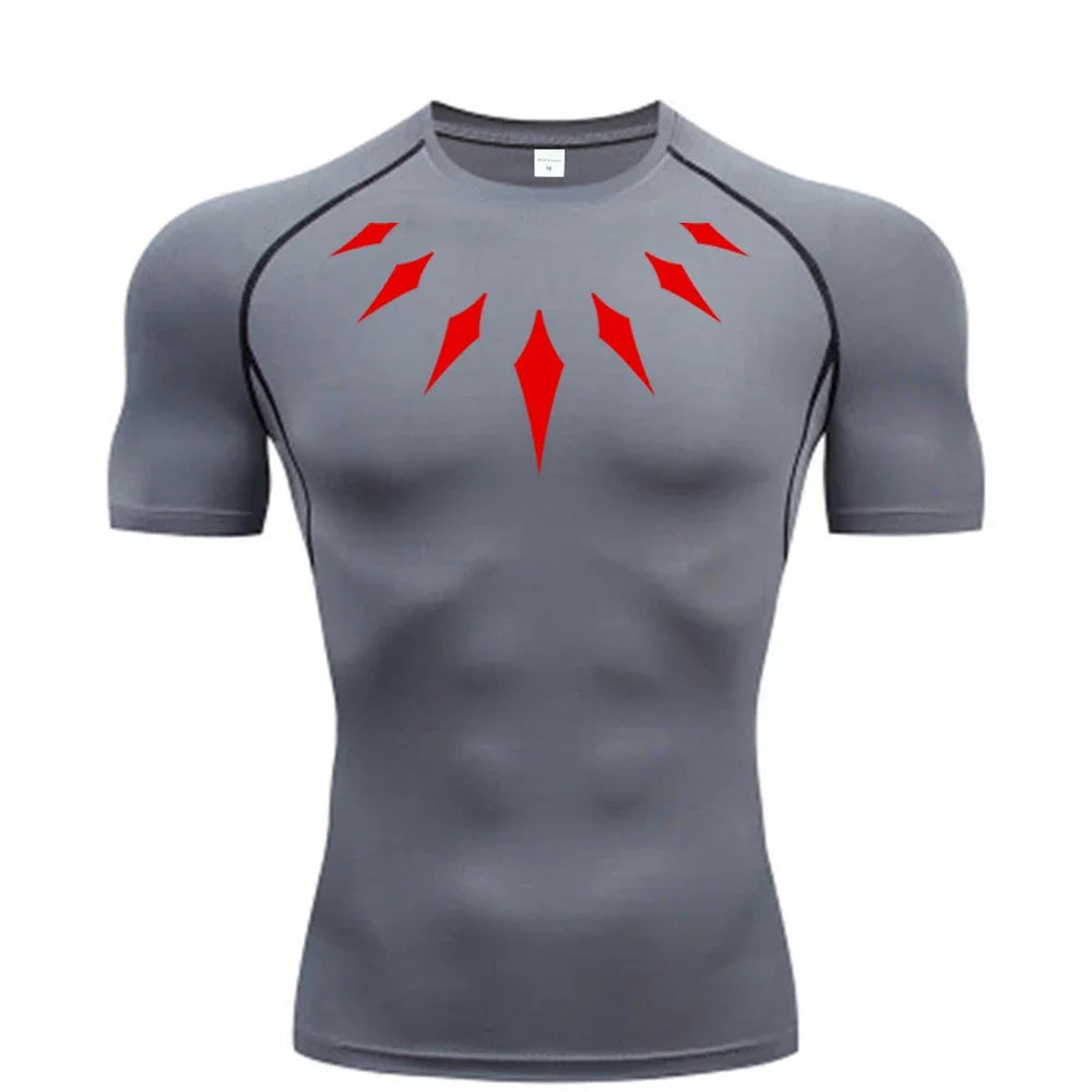 Men's Compression Shirt Anime Print Gym Sport Quick Dry Gym TShirts Fitness Athletic Undershirts Elasticity Tops Tee Summer Male