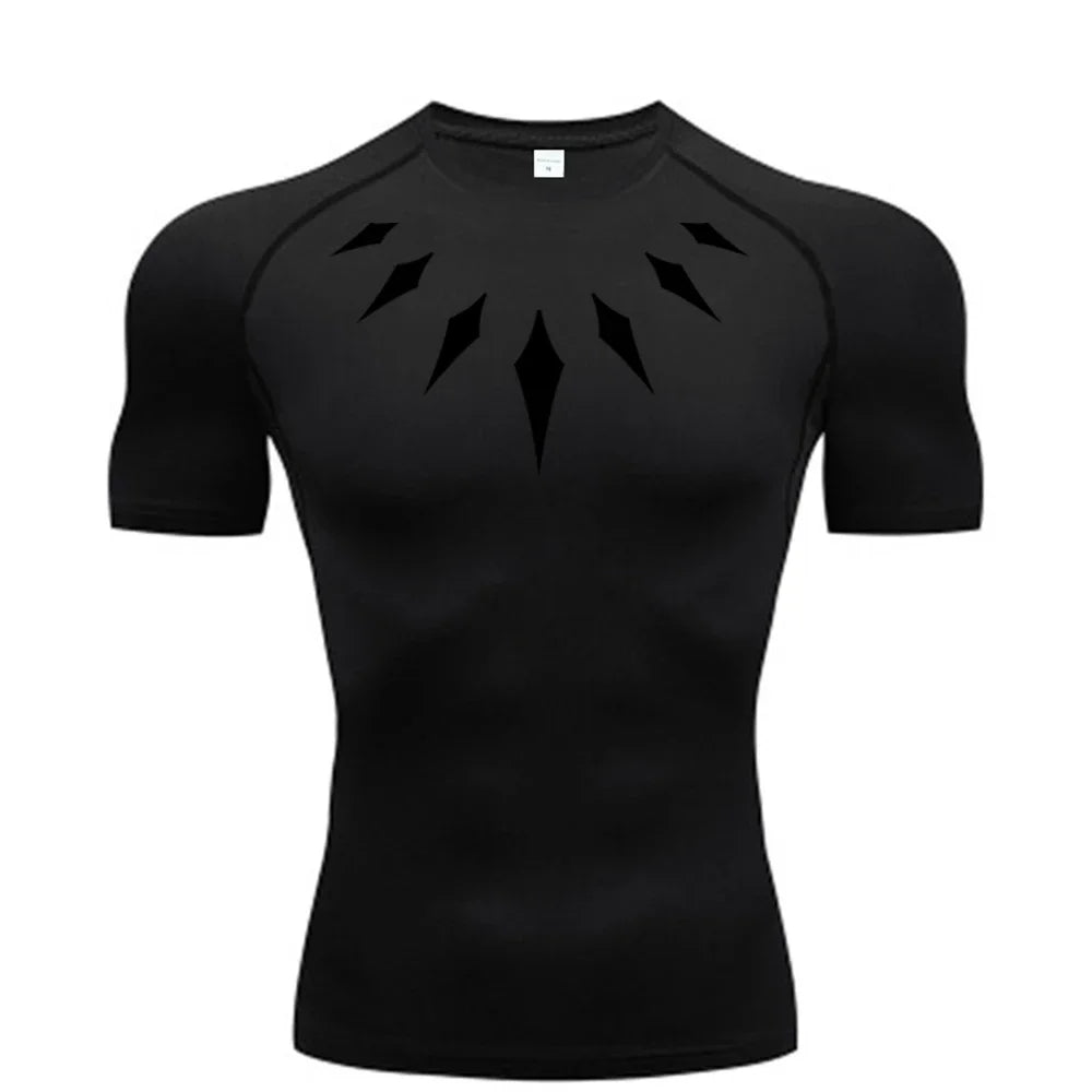 Men's Compression Shirt Anime Print Gym Sport Quick Dry Gym TShirts Fitness Athletic Undershirts Elasticity Tops Tee Summer Male