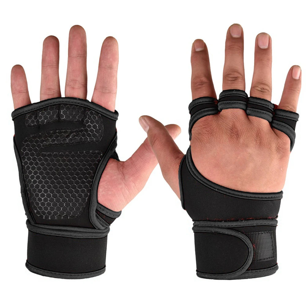 Gym Gloves with Wrist Wrap, Full Protection, Super Breathable Weight Lifting Workout Gloves Exercise Cross Training Cycling