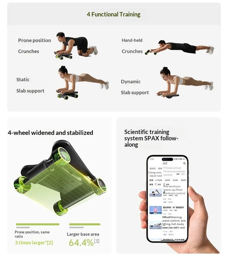 Ab Roller With Elbow Support Ab Roller Board Core Workout Machine With 4 Wheels Mini Pilates Reformer For Home Gym With Knee Pad