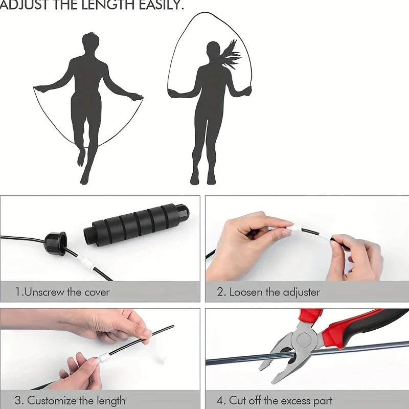 Adjustable Fitness Jump Rope Tangle-Free Fast Workout Rope with Ball Bearing Swivels for Men Women Aerobic Exercise Jump Rope